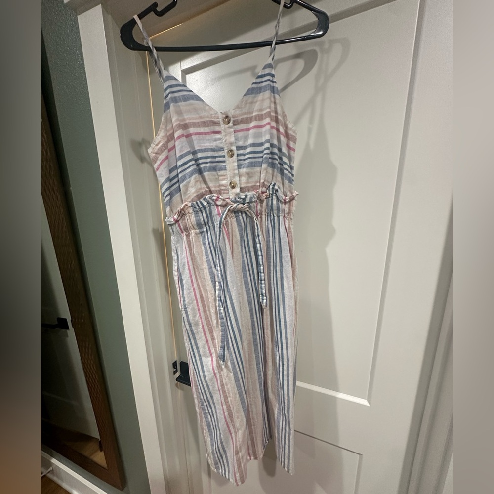 Striped Sleeveless Button-Down Dress